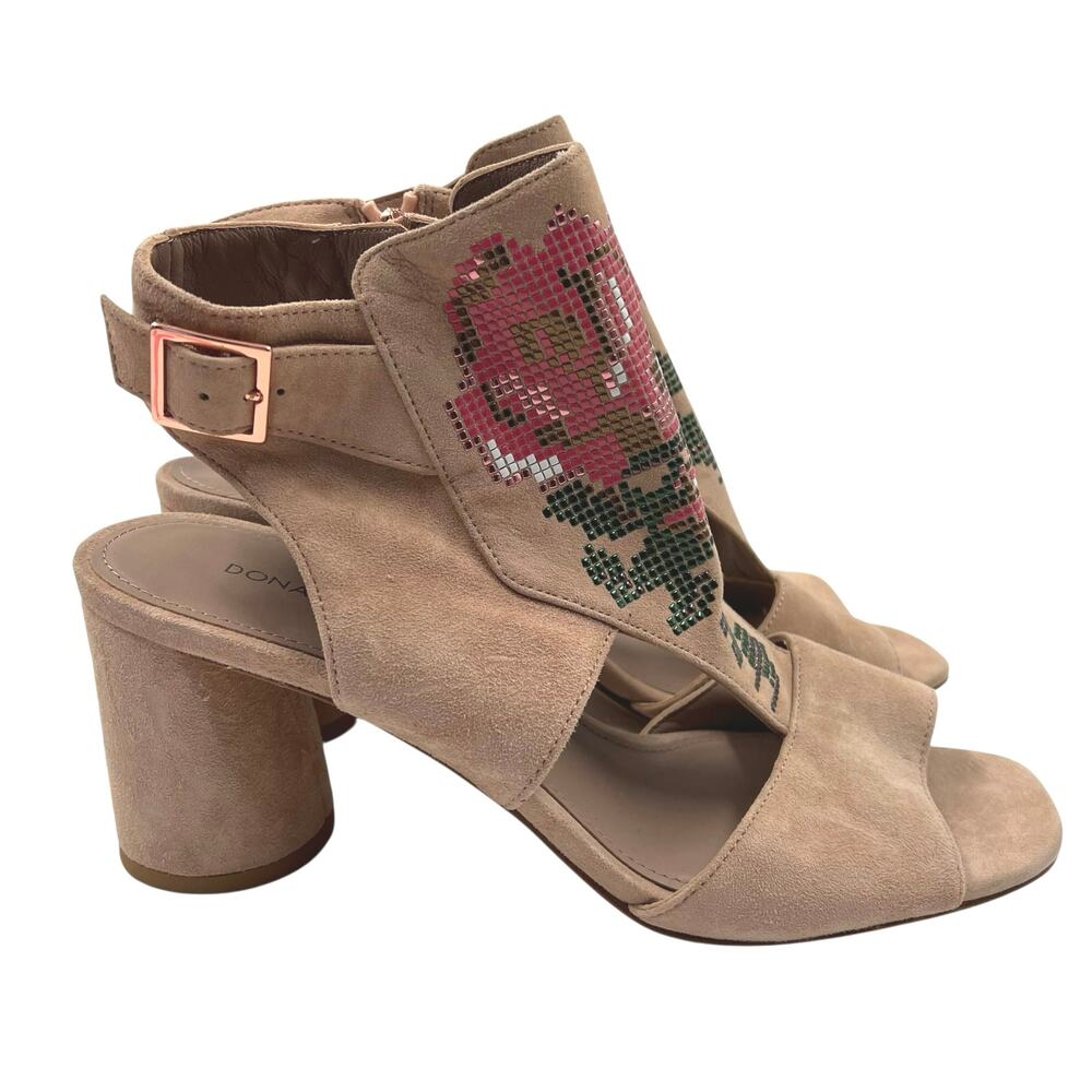 Donald Pliner Womens Tan Suede Haruna Digital Flower Open Toe Sandals Sz 9
